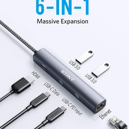 Anker <b>543</b> USB-C Hub (6-in-1, Slim)