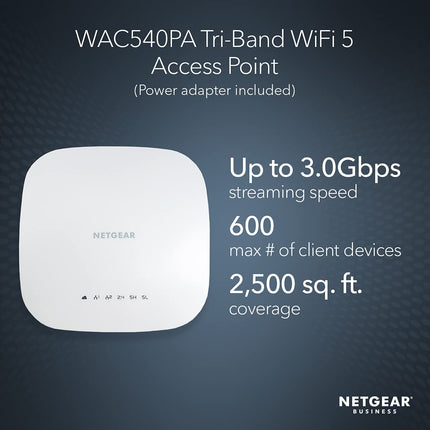 NETGEAR Wireless Access Point Dual-Band Up to 200 Client Devices 1 x 1G Ethernet LAN Port MU-MIMO Insight Remote Management PoE or Optional Power Adapter