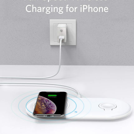 Anker Wireless Charger, 2 in 1 PowerWave+ Pad with Apple Watch Holder for Apple Watch 4/3/2, 7.5W for iPhone 11, 11 Pro, 11 Pro Max, Xs, XS Max, XR, X, 8, 8 Plus (No Apple Watch Charger)